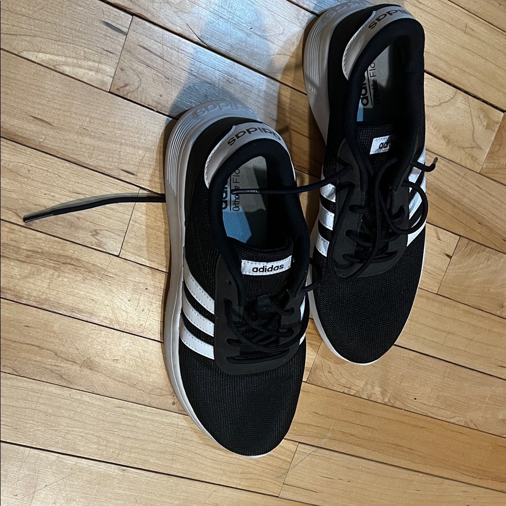 Adidas Women's Black Sneakers with White Stripes